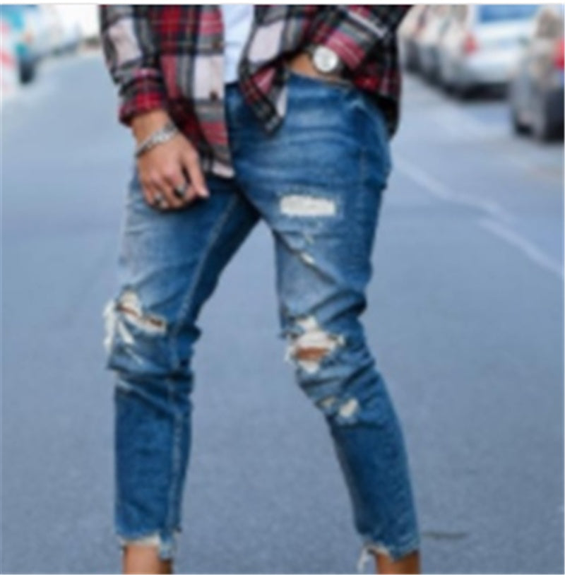 Hål-jeans för Herr – Trendig och Bekväm.