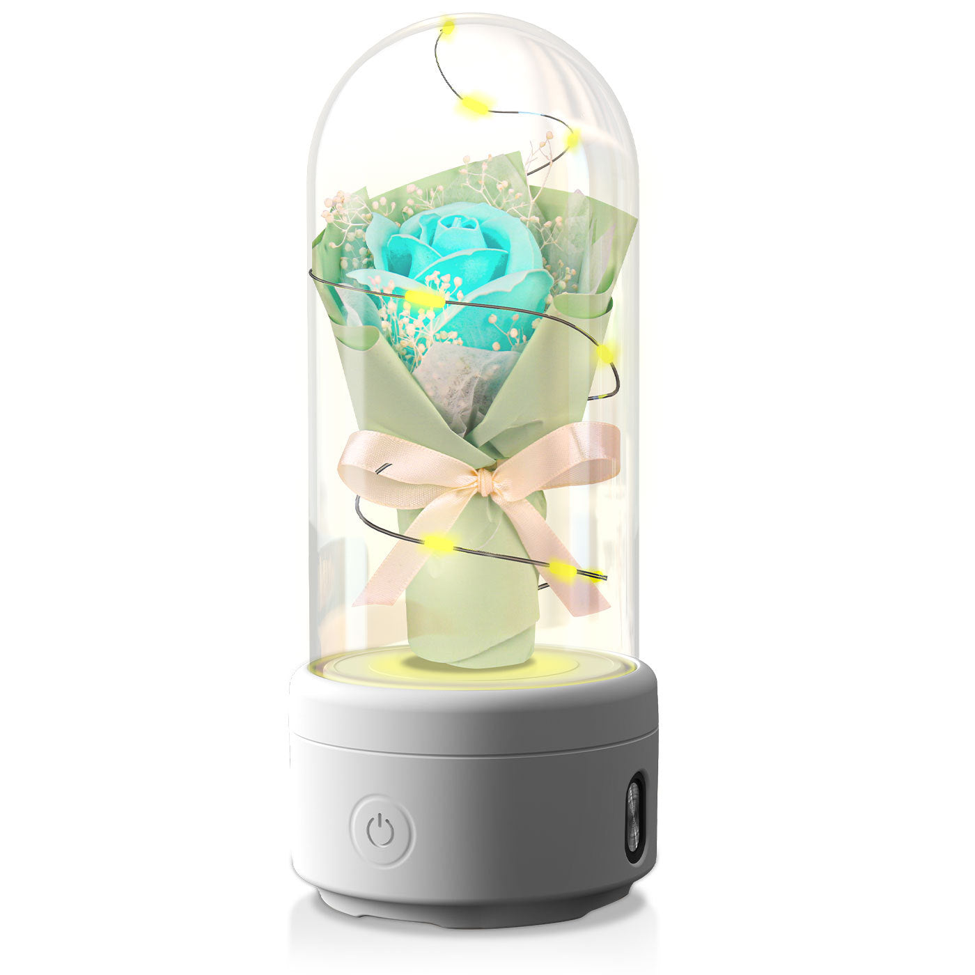 Creative 2 In 1 Bouquet LED Light And Bluetooth-compatible Speaker Mother's Day Gift Rose Luminous Night Light Ornament In Glass aover