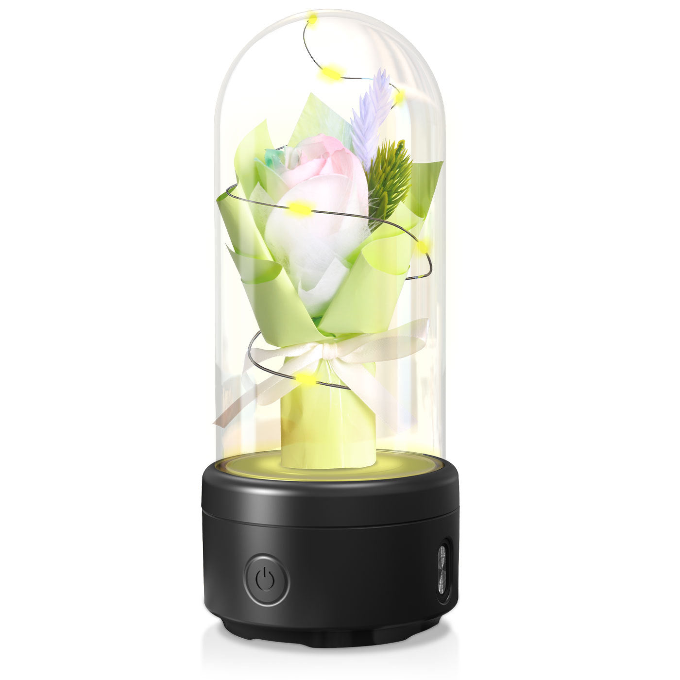 Creative 2 In 1 Bouquet LED Light And Bluetooth-compatible Speaker Mother's Day Gift Rose Luminous Night Light Ornament In Glass aover
