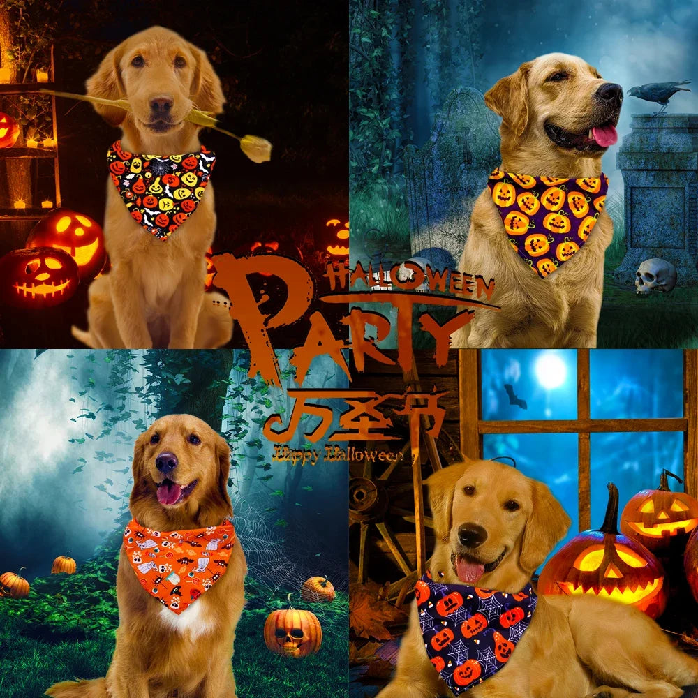 10pcs Pet Dog Bandana Fall Pet Supplies Halloween Dog Accessories Small Dog Bandanas Scarf Puppy Bibs Thanksgiving Dog Supplies
