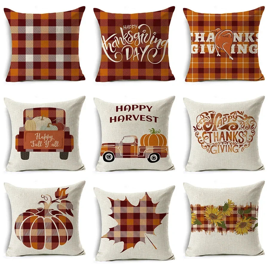 Thanksgiving Pillowcase Hello Autumn Sofa Car Pumpkin Cushion Cover Home Decoration 45*45