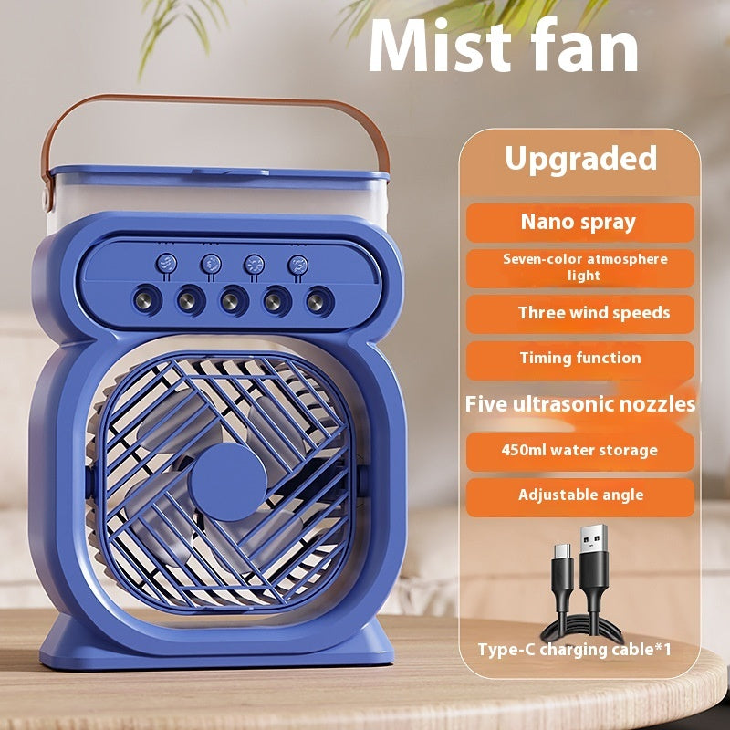 3-i-1 Bärbar Luftkonditionering – Evaporativ Kylare med LED-nattljus och Luftfuktare