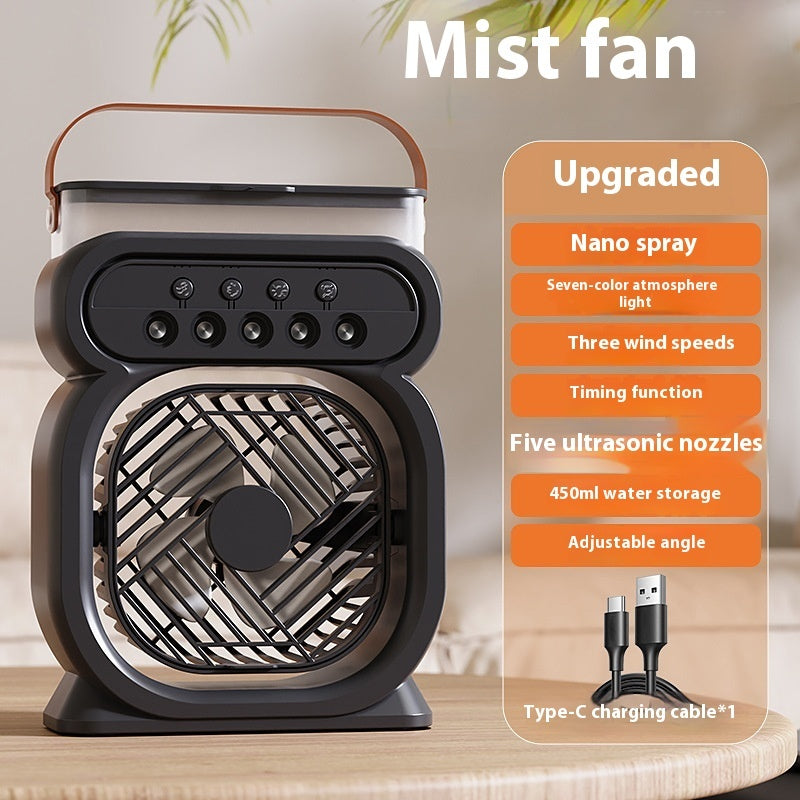3-i-1 Bärbar Luftkonditionering – Evaporativ Kylare med LED-nattljus och Luftfuktare