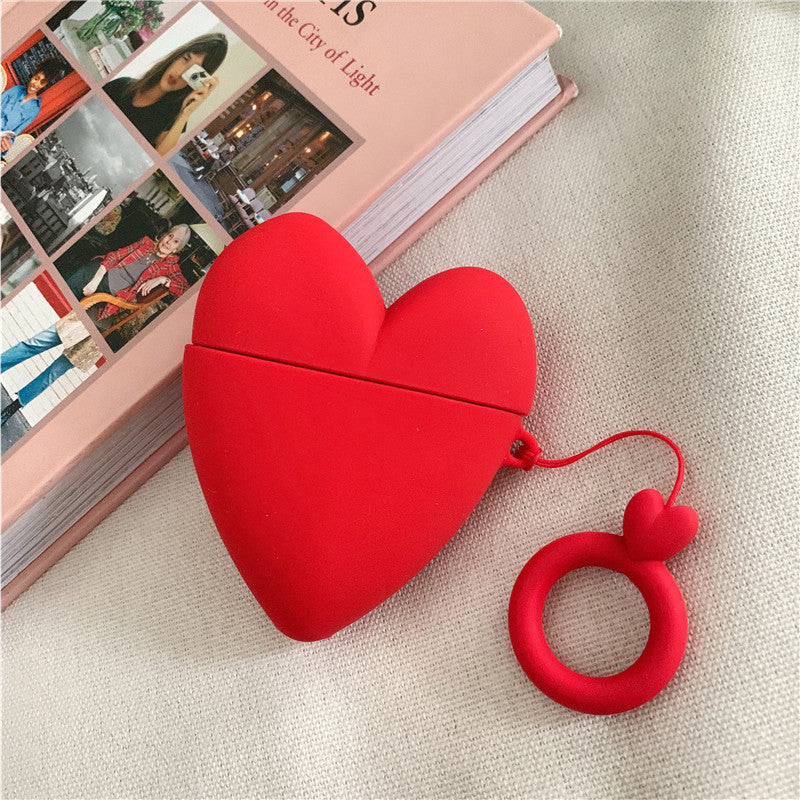 Cute silicone solid color love earphone box