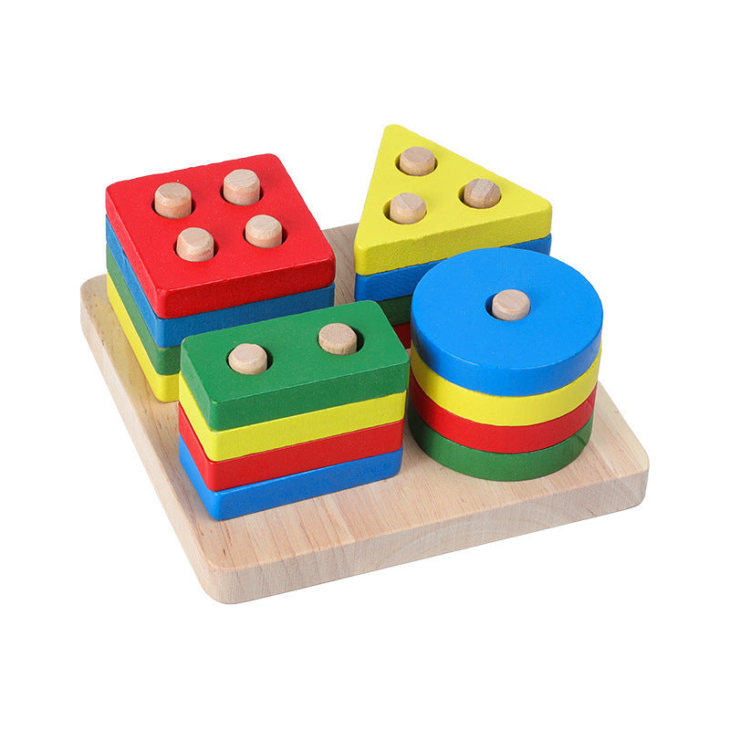 ZAVA SMART Wooden Toys Rattles Educational Toy Rainbow Blocks Montessori Baby Colorful Kids Music