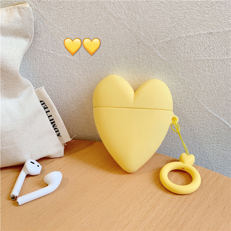 Cute silicone solid color love earphone box