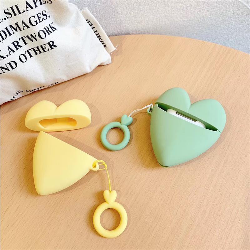 Cute silicone solid color love earphone box
