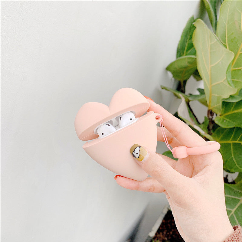 Cute silicone solid color love earphone box