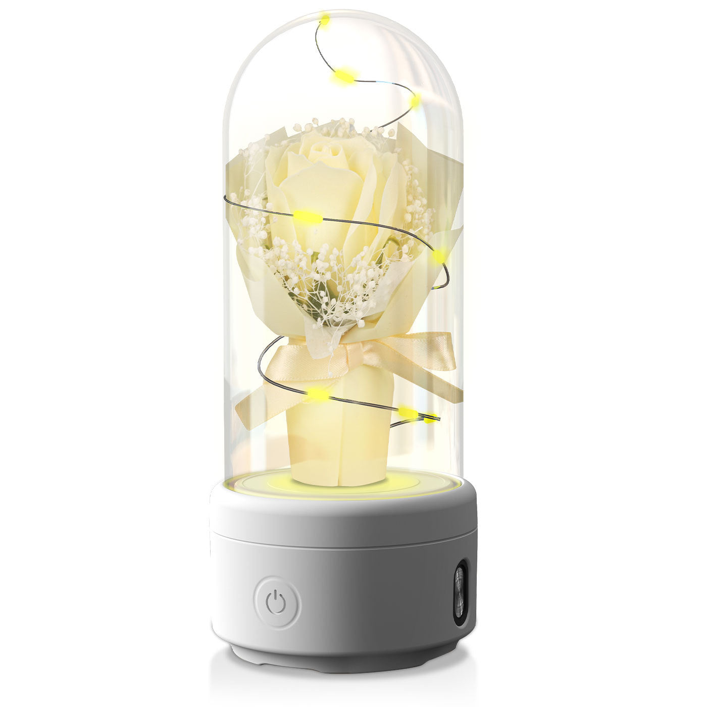 Creative 2 In 1 Bouquet LED Light And Bluetooth-compatible Speaker Mother's Day Gift Rose Luminous Night Light Ornament In Glass aover