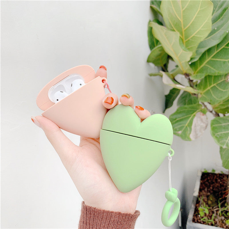 Cute silicone solid color love earphone box