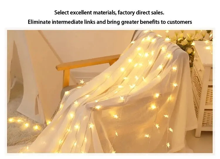6M 40 Led Lights Outdoor Decoration String Lights Christmas Tree Home Window Decor Holiday Lighting Star Light Strings