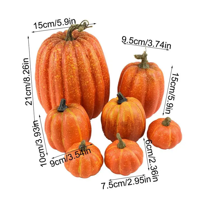 7pcs Artificial Pumpkin for Halloween Thanksgiving Fall harvest pumpkins Foam Pumpkins Decorations for Halloween Decorations