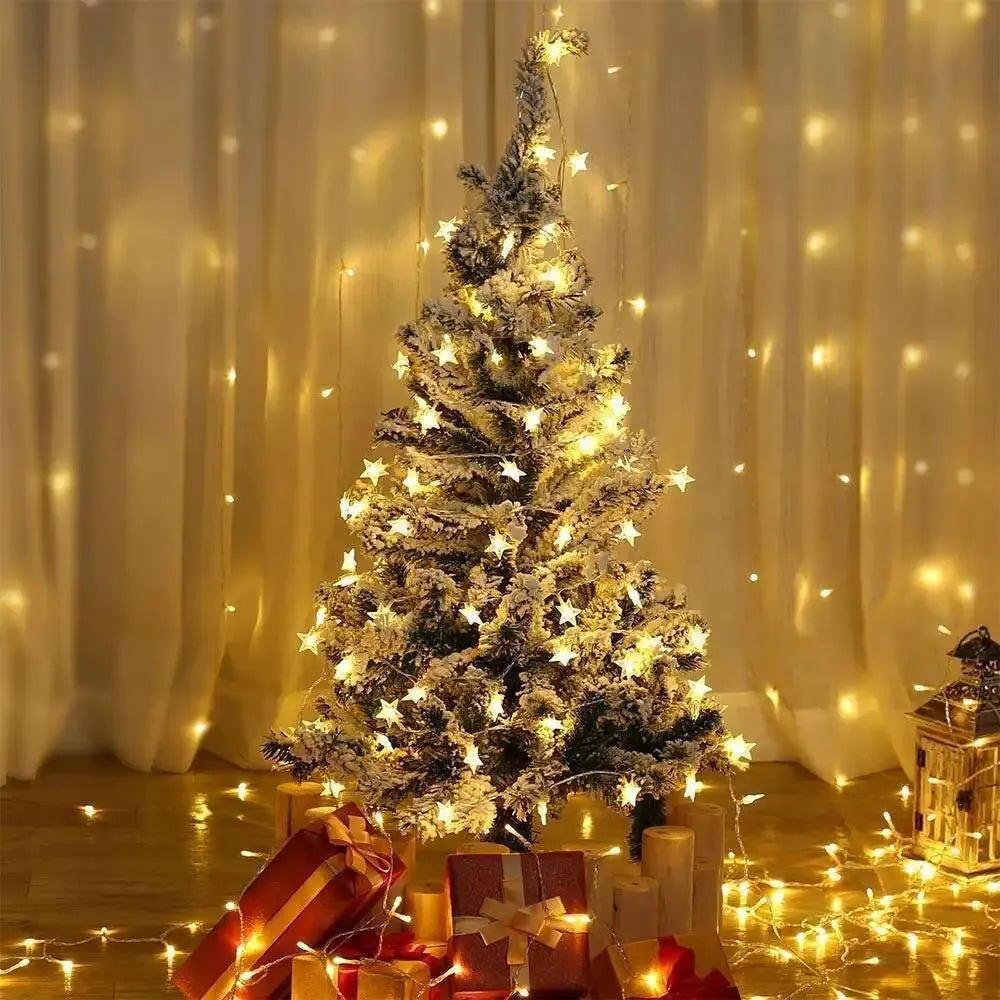 6M 40 Led Lights Outdoor Decoration String Lights Christmas Tree Home Window Decor Holiday Lighting Star Light Strings