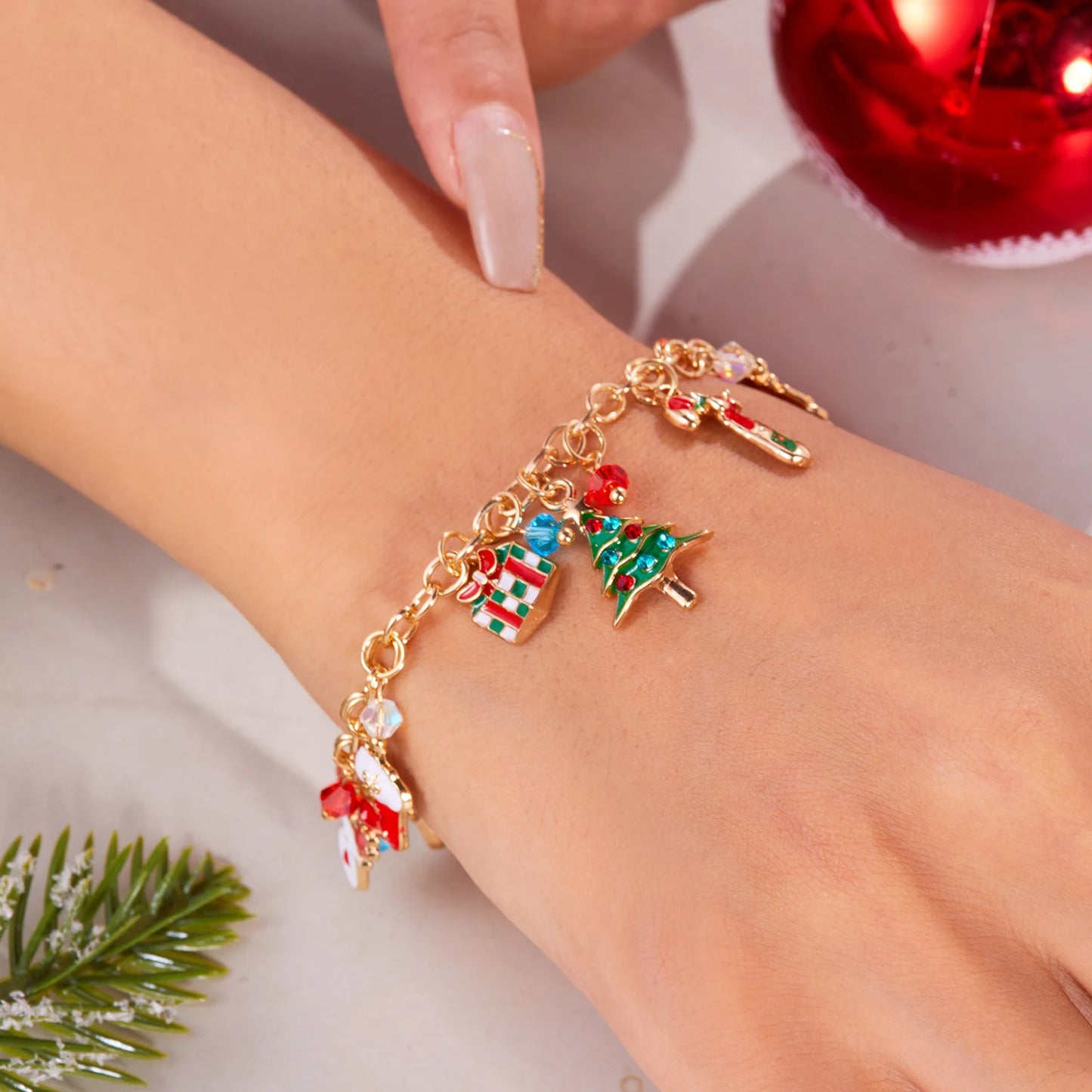 Cute Christmas Series Santa Claus Tree Elk Pendant Bracelets for Women Handmade OT Chain Thanksgiving Xmas Party Jewelry Gifts