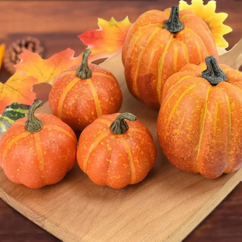 7pcs Artificial Pumpkin for Halloween Thanksgiving Fall harvest pumpkins Foam Pumpkins Decorations for Halloween Decorations