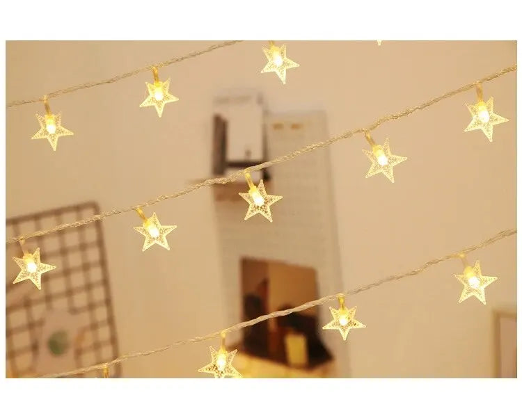 6M 40 Led Lights Outdoor Decoration String Lights Christmas Tree Home Window Decor Holiday Lighting Star Light Strings