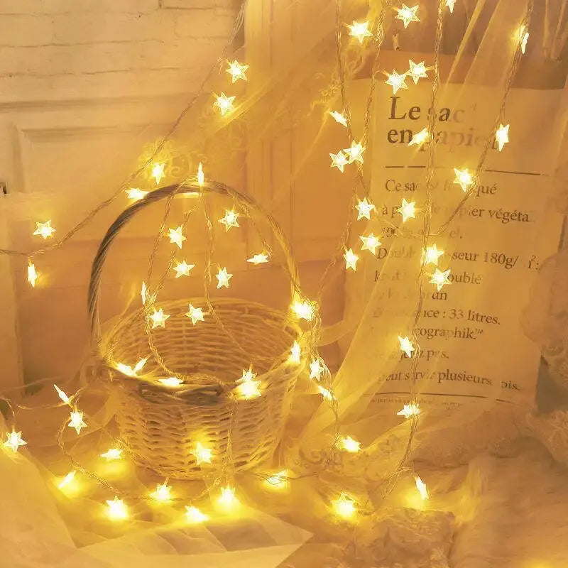 6M 40 Led Lights Outdoor Decoration String Lights Christmas Tree Home Window Decor Holiday Lighting Star Light Strings