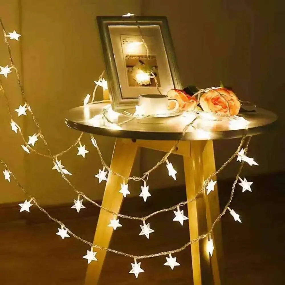 6M 40 Led Lights Outdoor Decoration String Lights Christmas Tree Home Window Decor Holiday Lighting Star Light Strings