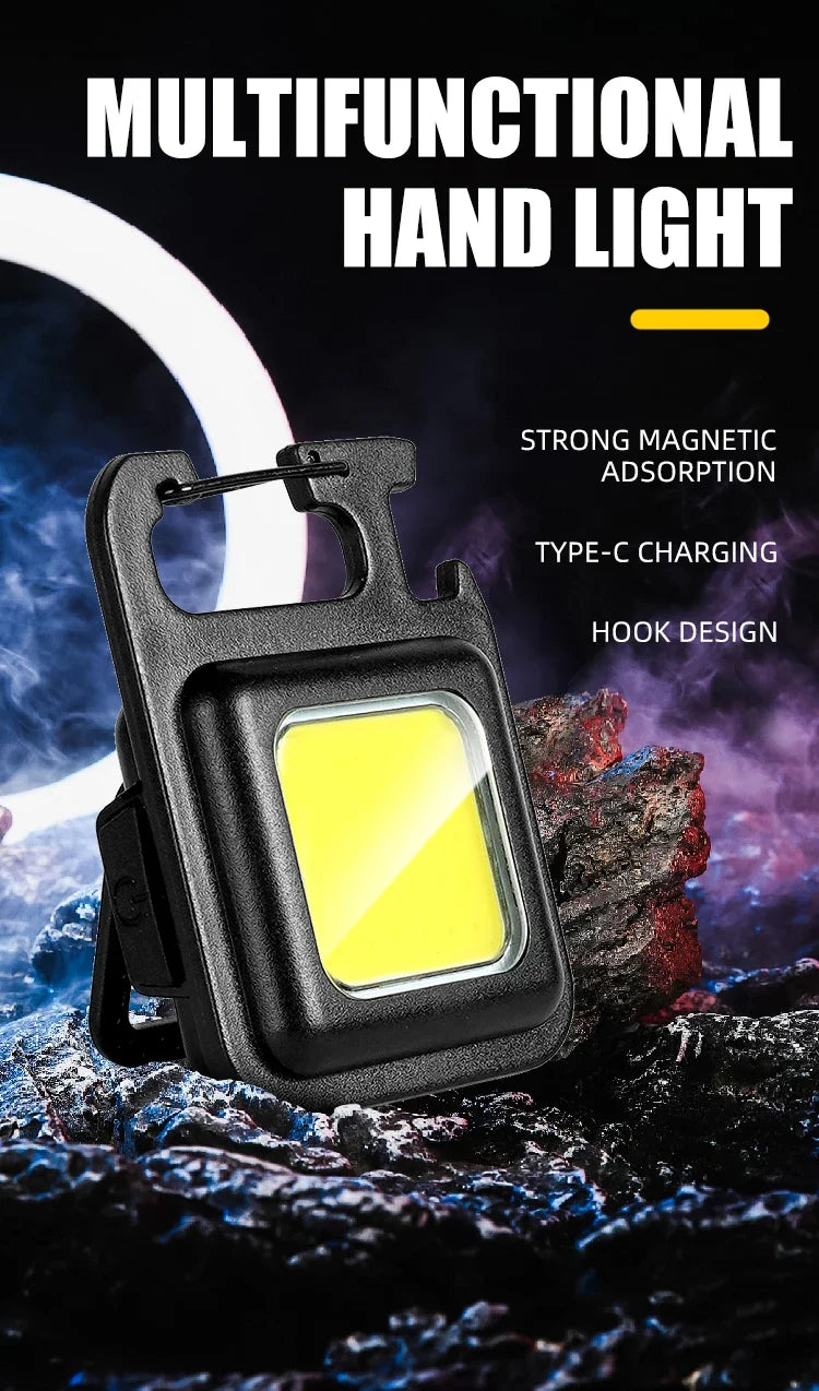 **MINI COB Keychain Flashlight – Superljus, Magnetisk och Laddningsbar**