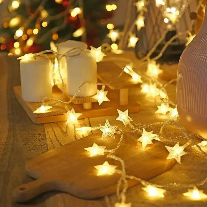 6M 40 Led Lights Outdoor Decoration String Lights Christmas Tree Home Window Decor Holiday Lighting Star Light Strings
