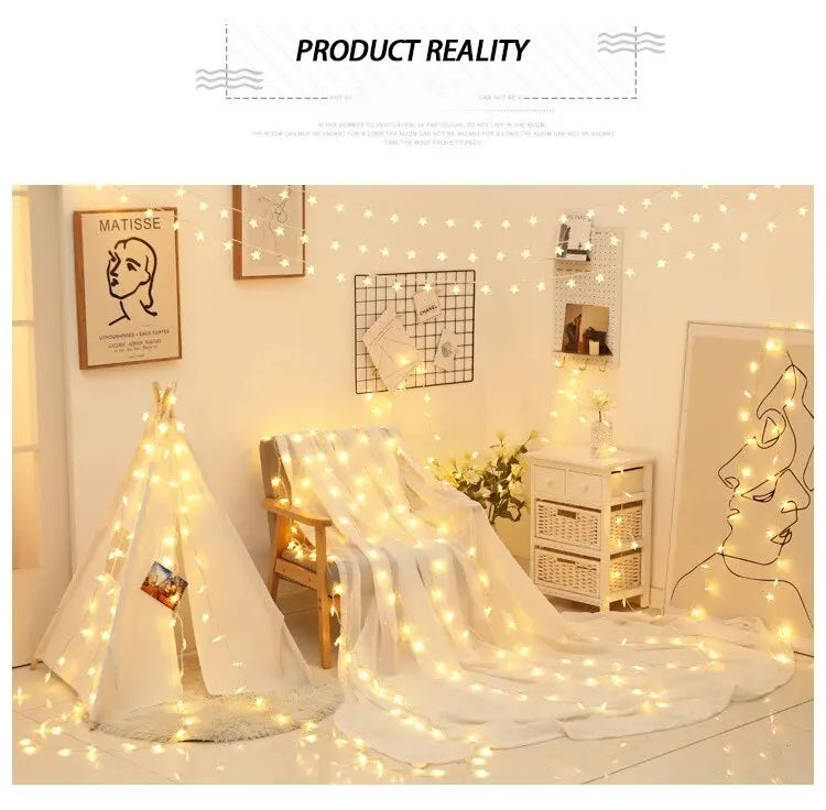 6M 40 Led Lights Outdoor Decoration String Lights Christmas Tree Home Window Decor Holiday Lighting Star Light Strings