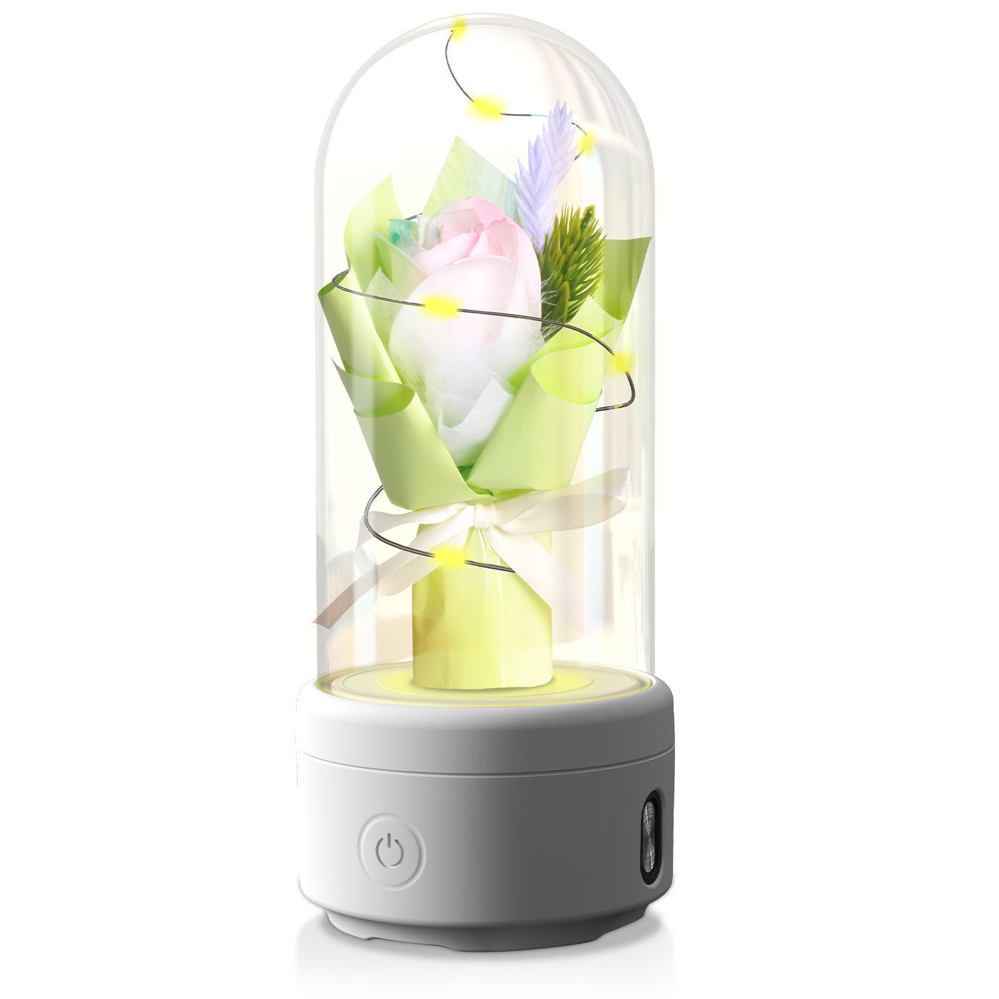 Creative 2 In 1 Bouquet LED Light And Bluetooth-compatible Speaker Mother's Day Gift Rose Luminous Night Light Ornament In Glass aover