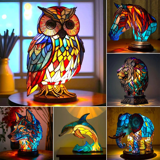ZAVA SMART 3D Colored Animal Light Desk Lamp Animal Series Decorative Night Light Animal Elephant Owl Cat Vintage Table Lamp Home Decoration